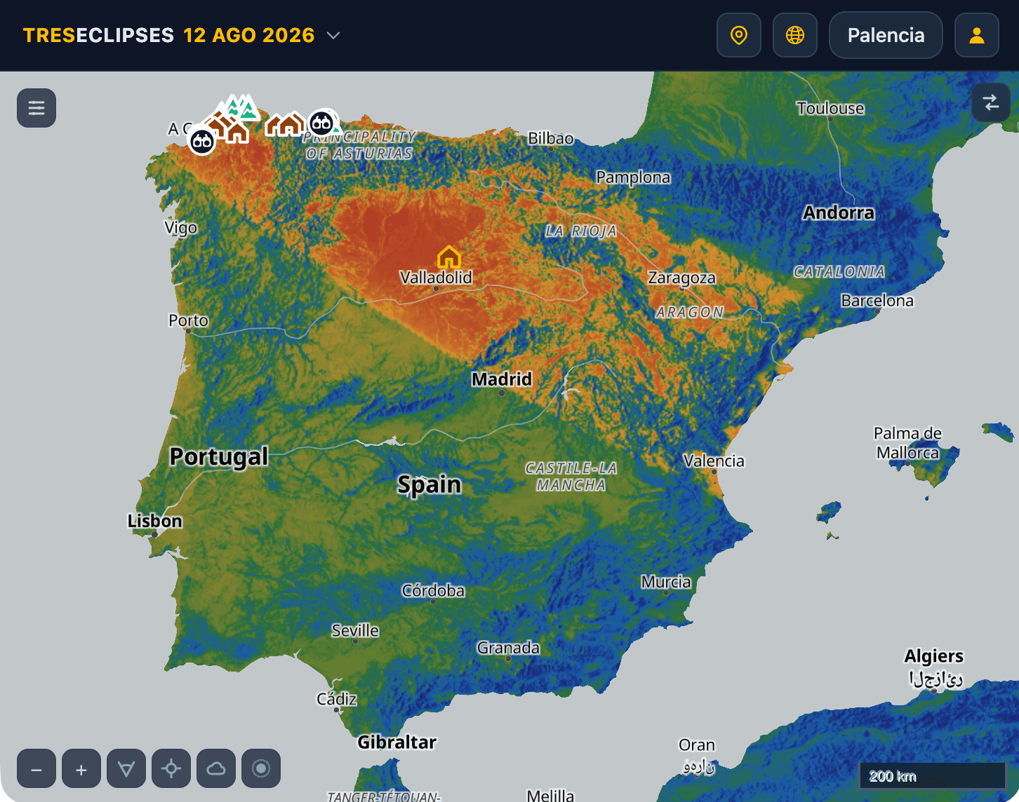 Coverage map for the 2026 eclipse